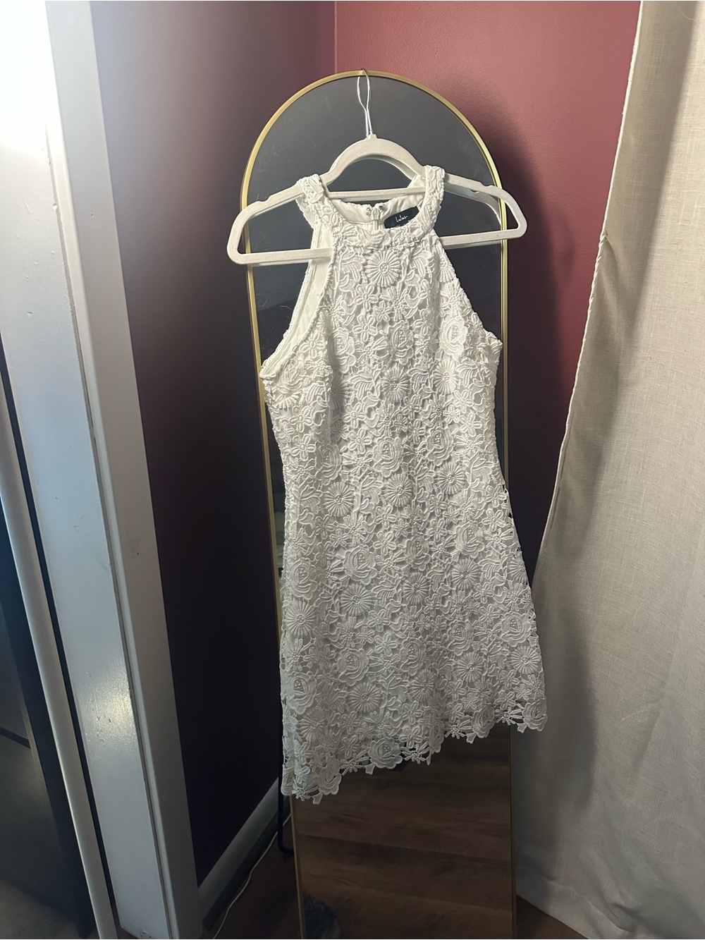 Lulu's White Floral Lace Halter Dress